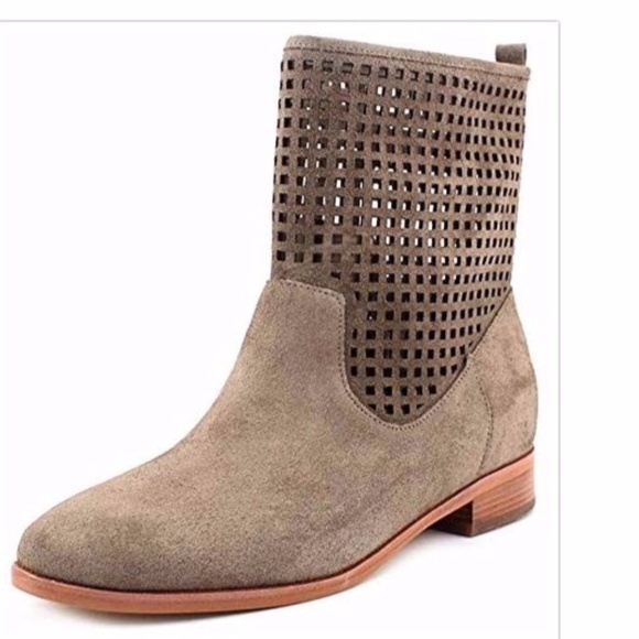 DESERT GRAHAM ANKLE SUEDE BOOTS LASER CUT BOOTIES - Picture 1 of 8
